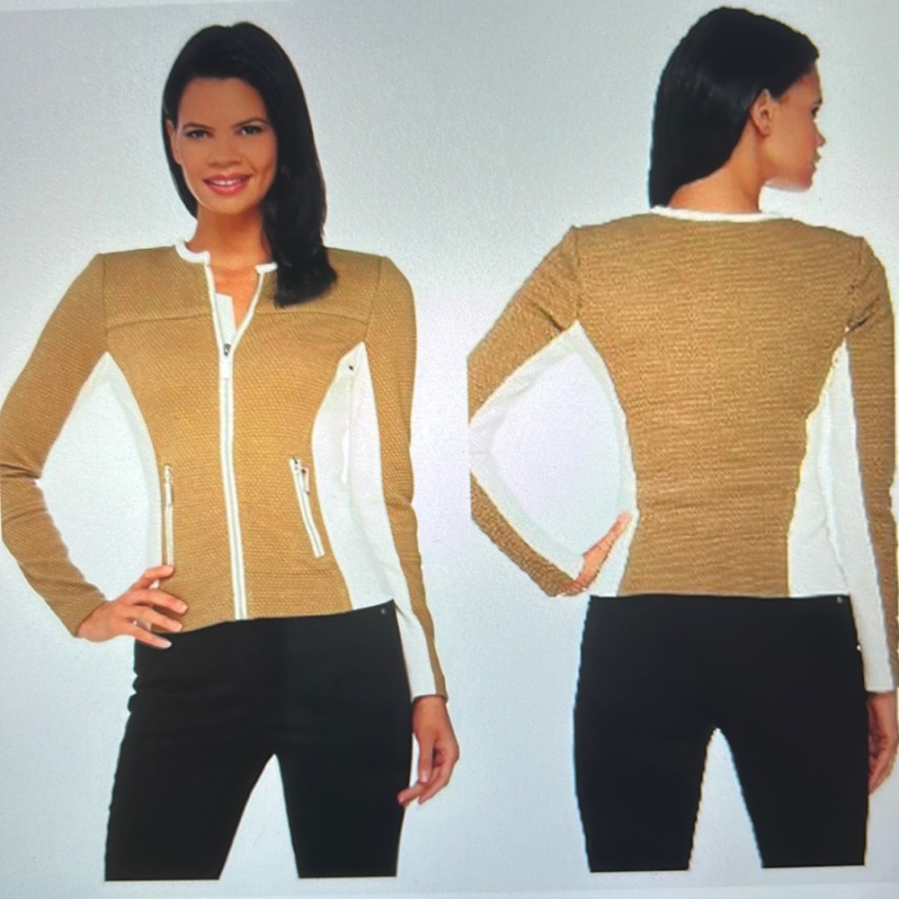G.I.L.I. Chic Knit Milano Ponte Side Panels Blazer Jacket Sz 4 New